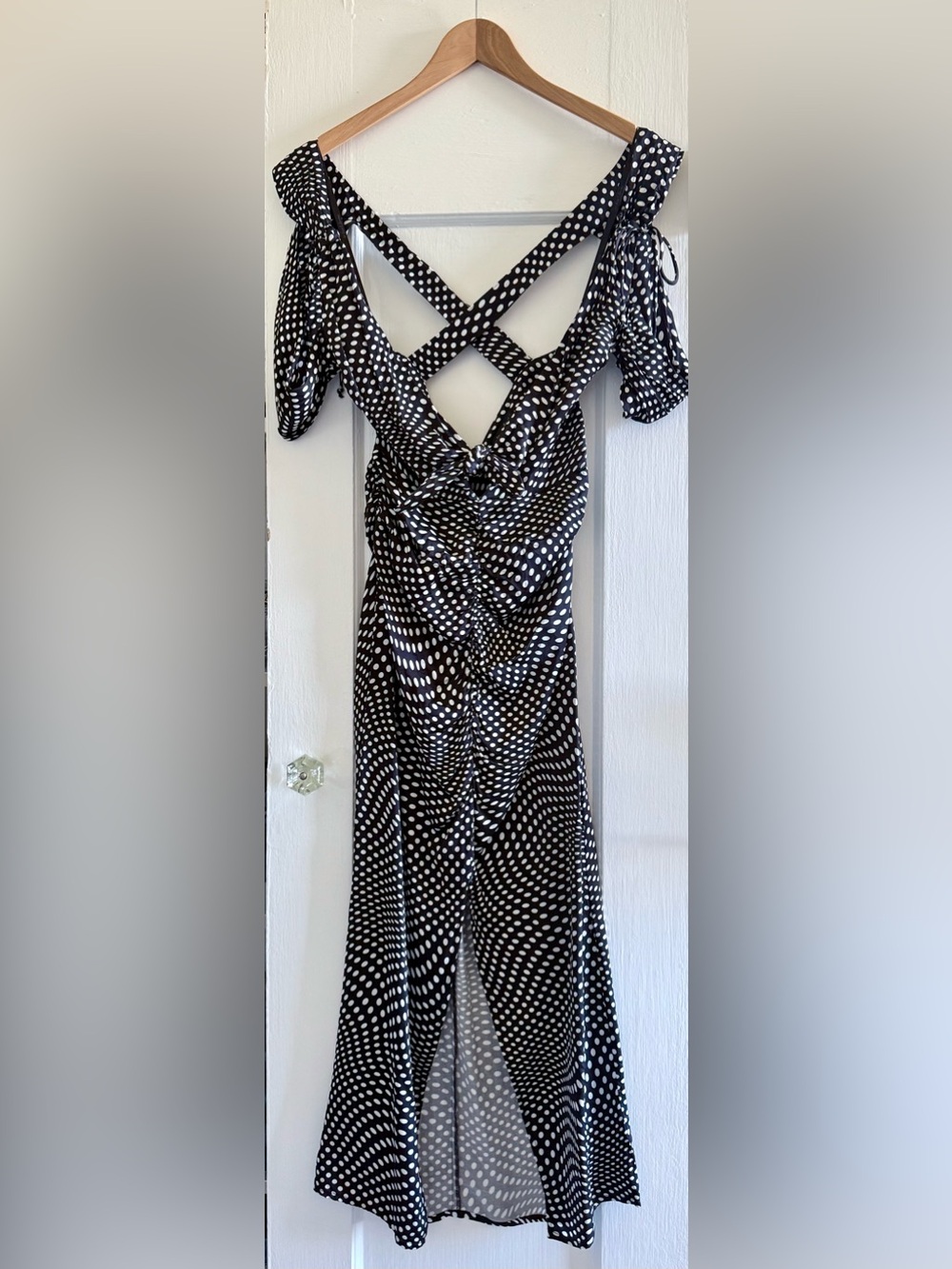 FOR LOVE AND LEMONS - Beth Midi Dress, Size XS-M, black+white dot, Dry Cleaned. - Picture 3 of 11